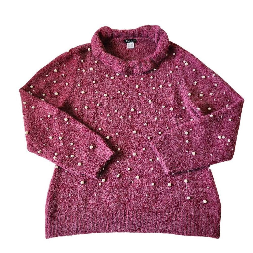 Venus Sweater Pearls Women's XL Fuzzy Cozy